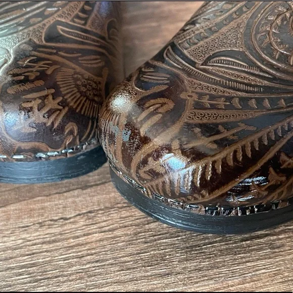 Dansko Brown Floral Paisley Embossed tooled sz 38 - Picture 12 of 13